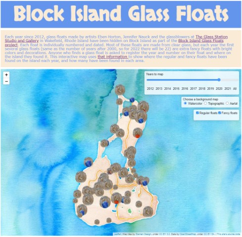 Block Island glass floats project interactive map